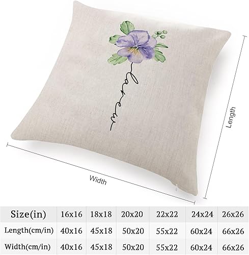 Miniatura 2 de Funda de almohada de flores de febrero de 18 x 18 pulgadas, flor de nacimiento personalizada con nombres, regalos para mamá abuela, regalos de