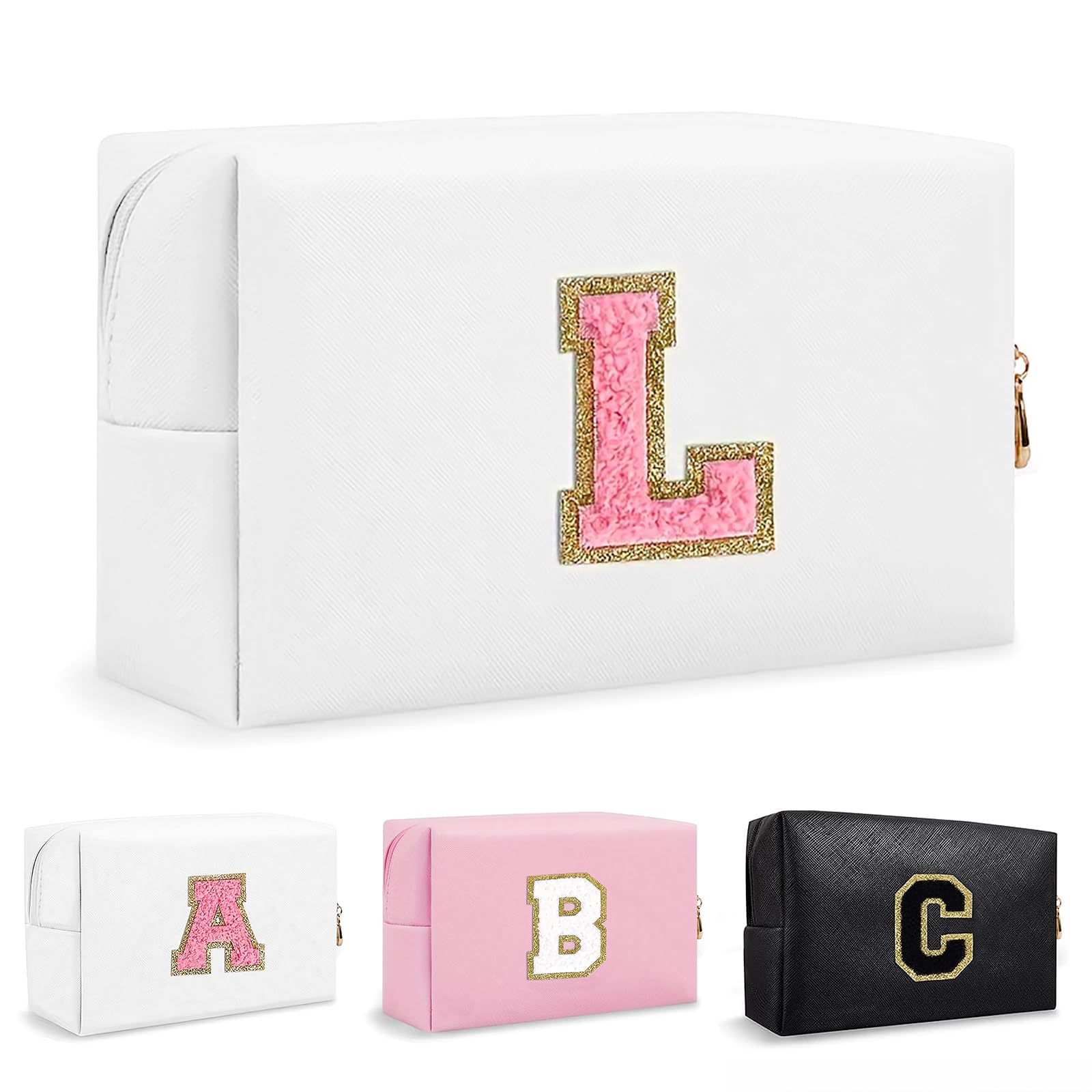 Bolsa de Maquillaje, Bolsa de Cosméticos Impermeable de Viaje, PU Cuero, Neceser de Baño, Bolsa De Aseo Y Almacenamiento para Mujer,Cosas Preppy para niñas Adolescentes (Letra A-Z) — view 142