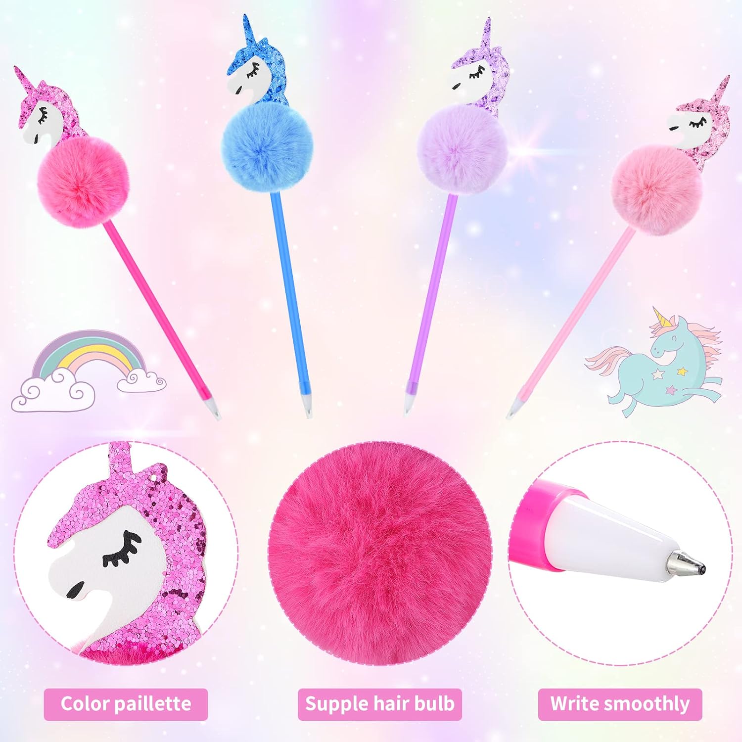 Buy 8 Pcs Unicorn Pen Fuzzy Pen Pink 