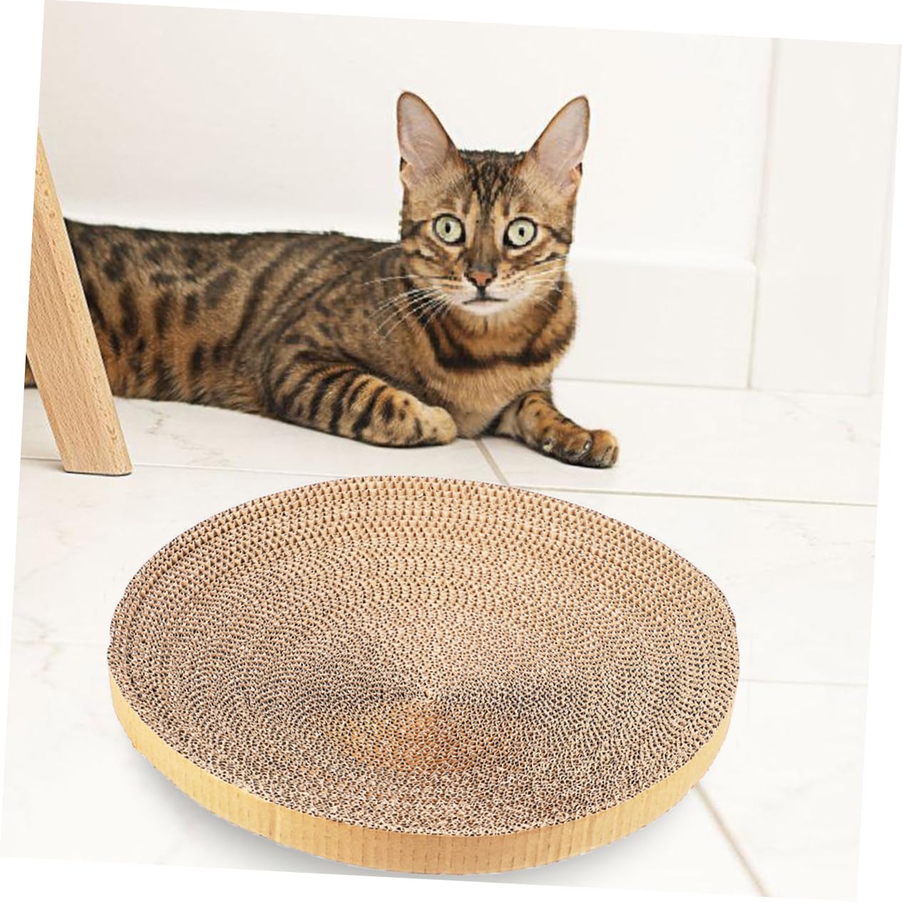 POPETPOP 3 Piezas Recambio Rascador para Gatos Redondo De CartóN Corrugado, DiseñO Circular, Ideal para ArañAr Y Descansar, Protege Muebles, 35 X 35 X 2.7 Cm