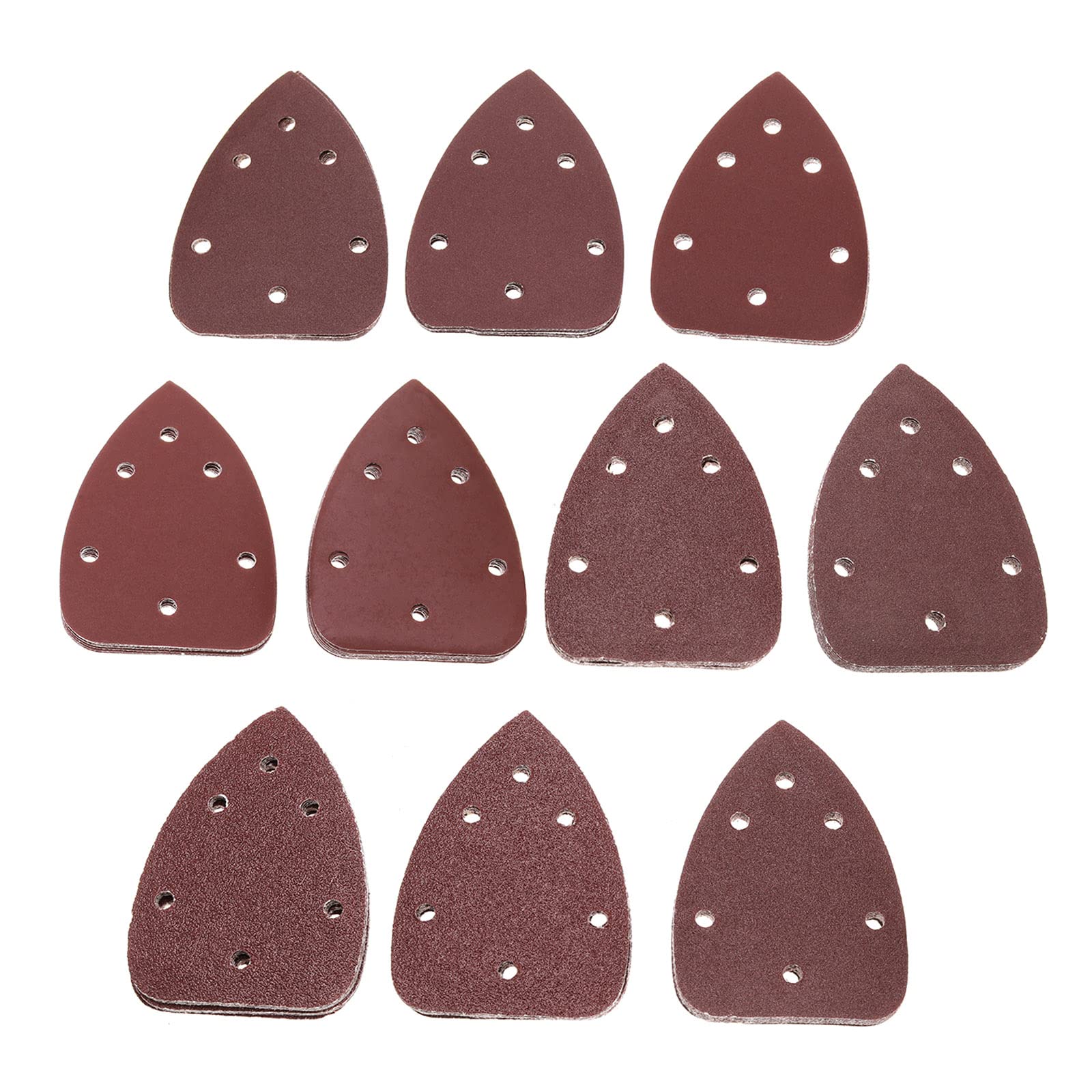 80x Ponceuse de Précision à Souris Tampons de Ponceuse Souris de Paume Papier de Verre 140x98mm 6 trous Crochet et Boucle Papier de Verre Triangle 40/60/80/100/120/180/800 Grain