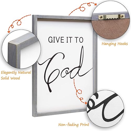 Miniatura 6 de Juego de 3 carteles enmarcados de casa de campo con la frase "Give it to God and Go to Sleep" de 11 x 14 pulgadas, decoración de pared para