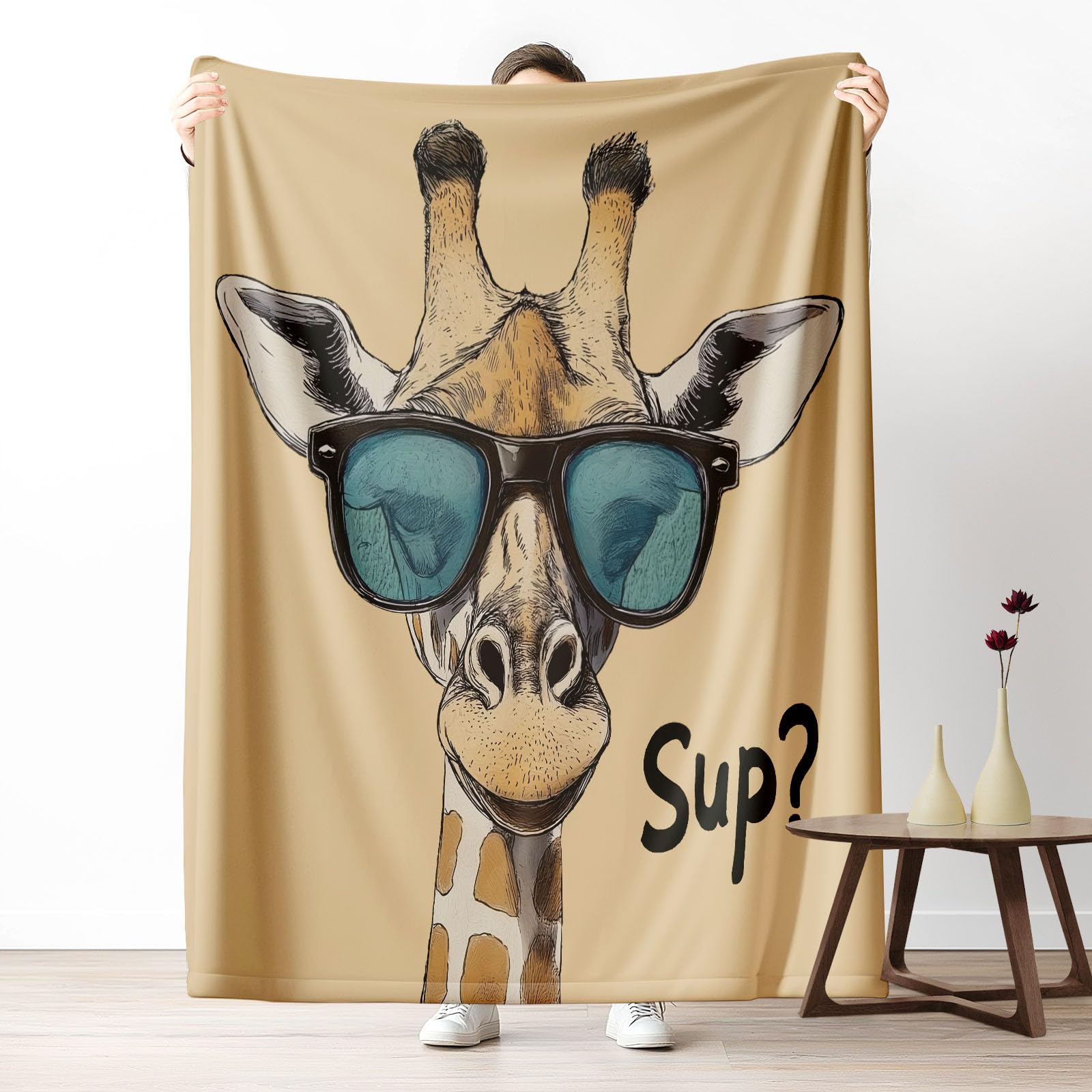 Plaid canapé girafe grande taille 230x270 en couverture polaire flanelle douce