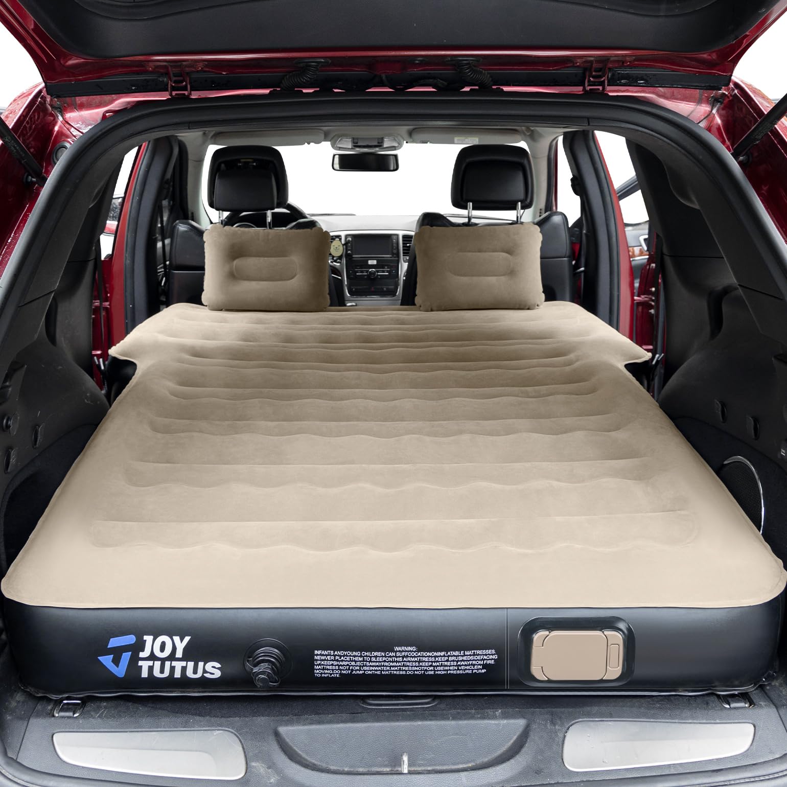 JOYTUTUS Materasso Gonfiabile Per Camion - Letto Ad Aria Per Cassone Pickup Da 1,8m, Antiperdita Con Pompa E 2 Cuscini, Per Tacoma Ranger Frontier, Cammello E Nero