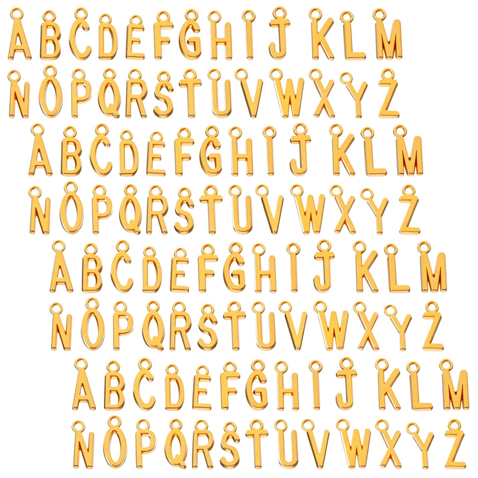 Bremorou 104 Pcs A-Z Alphabet Initial Charm Gold Letter Charms for Bracelets Gold Letter Beads Alloy Metal Spacer Beads Capital for DIY Craft Wristbands Necklace Choker Jewelry Making Finding Gifts
