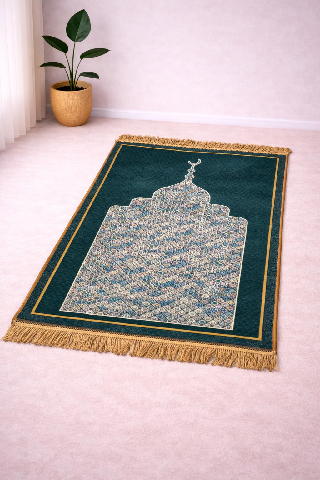Islamic Janamaz Prayer Mat – Soft Velvet Namaz Mat | Turkey Style Aasan for Daily Namaz & Salah | 44x27 Inch, Printed Multi - 10