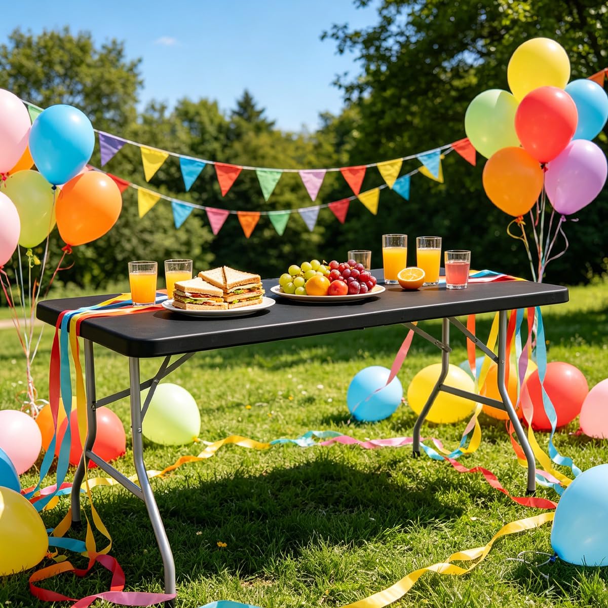 Riven Tovaglia elastica per esterni, adatta per picnic, impermeabile, lavabile, in poliestere, 185 x 80 cm, per feste, matrimoni, campeggio, colore nero