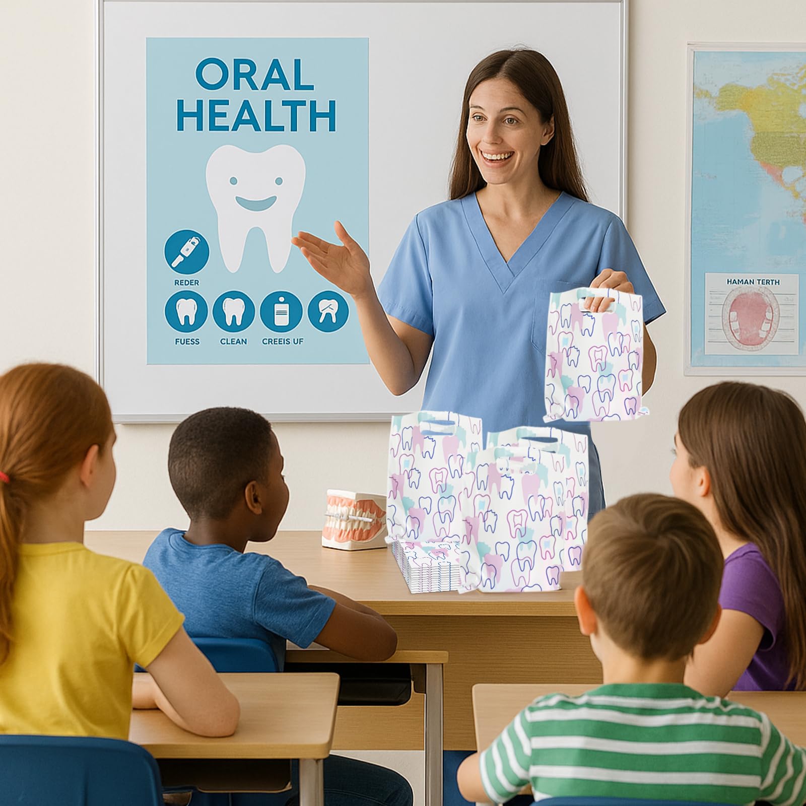 Bolsas dentales con asas 8.3 x 9.5 pulgadas paquete de 50 para pacientes dentistas clínica