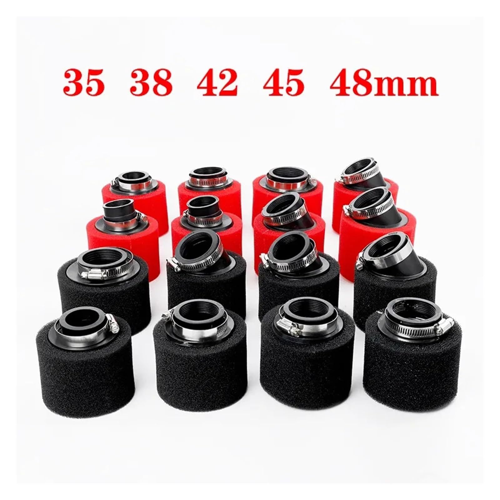 Filtro Aire Motocicleta Filtro De Aire De Espuma Negro Y Rojo 35mm 38mm 42mm 45mm 48mm Esponja Limpiadora Ciclomotor Scooter Dirt Pit Bike Motocicleta