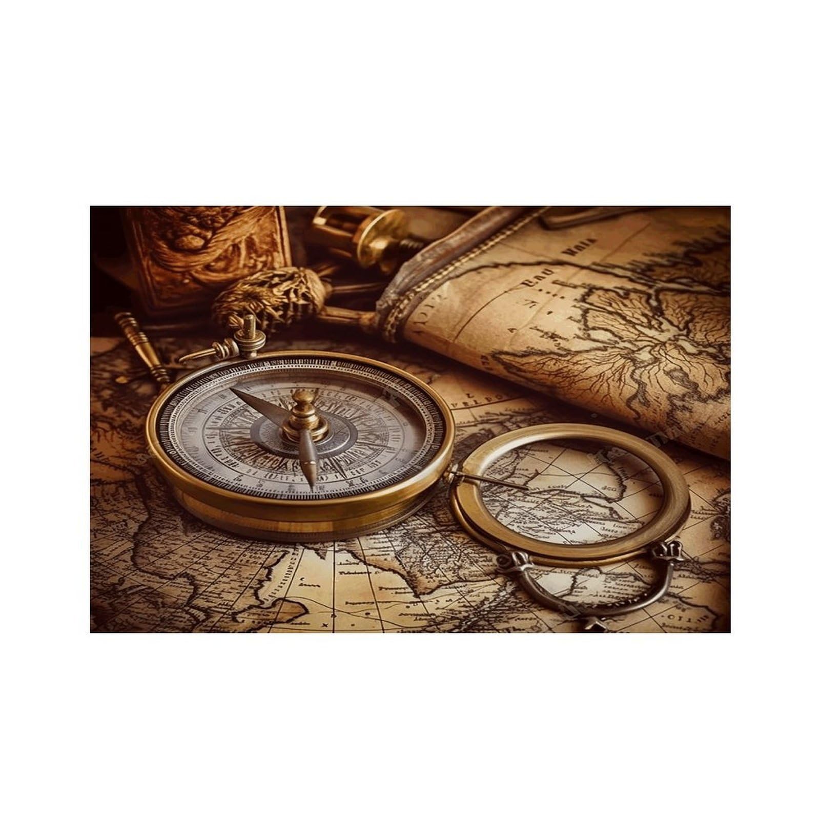 Compass and Old World Map Placemats Non-Slip Heat Resistant Table Mats Flax Washable Cloth Place Mats Easy to Clean Premium Placemat for Kitchen Dining Table Decor Party Outdoor