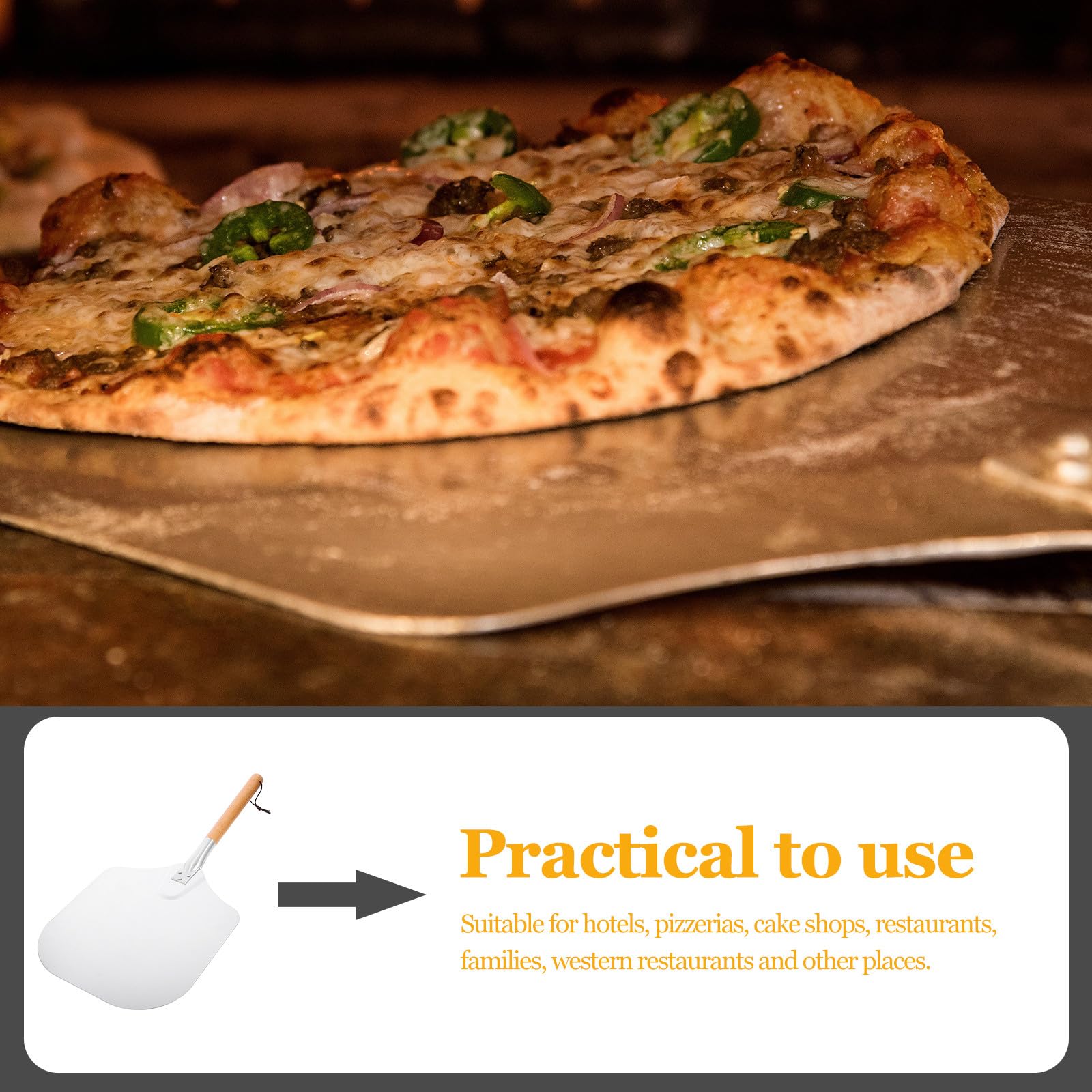 Abaodam Pala para Pizza Mango Desmontable de Madera y Aluminio, Espátula para Hornear Pasteles, Utensilio de Cocina para Horno en Casa