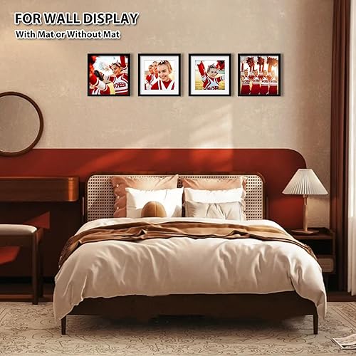 Vista 141 de KINLINK Juego de 4 portarretratos de 12 x 12 pulgadas, cuadrados de madera mate de 8 x 8 pulgadas con plexiglás para 8 x 8 pulgadas con paspartú