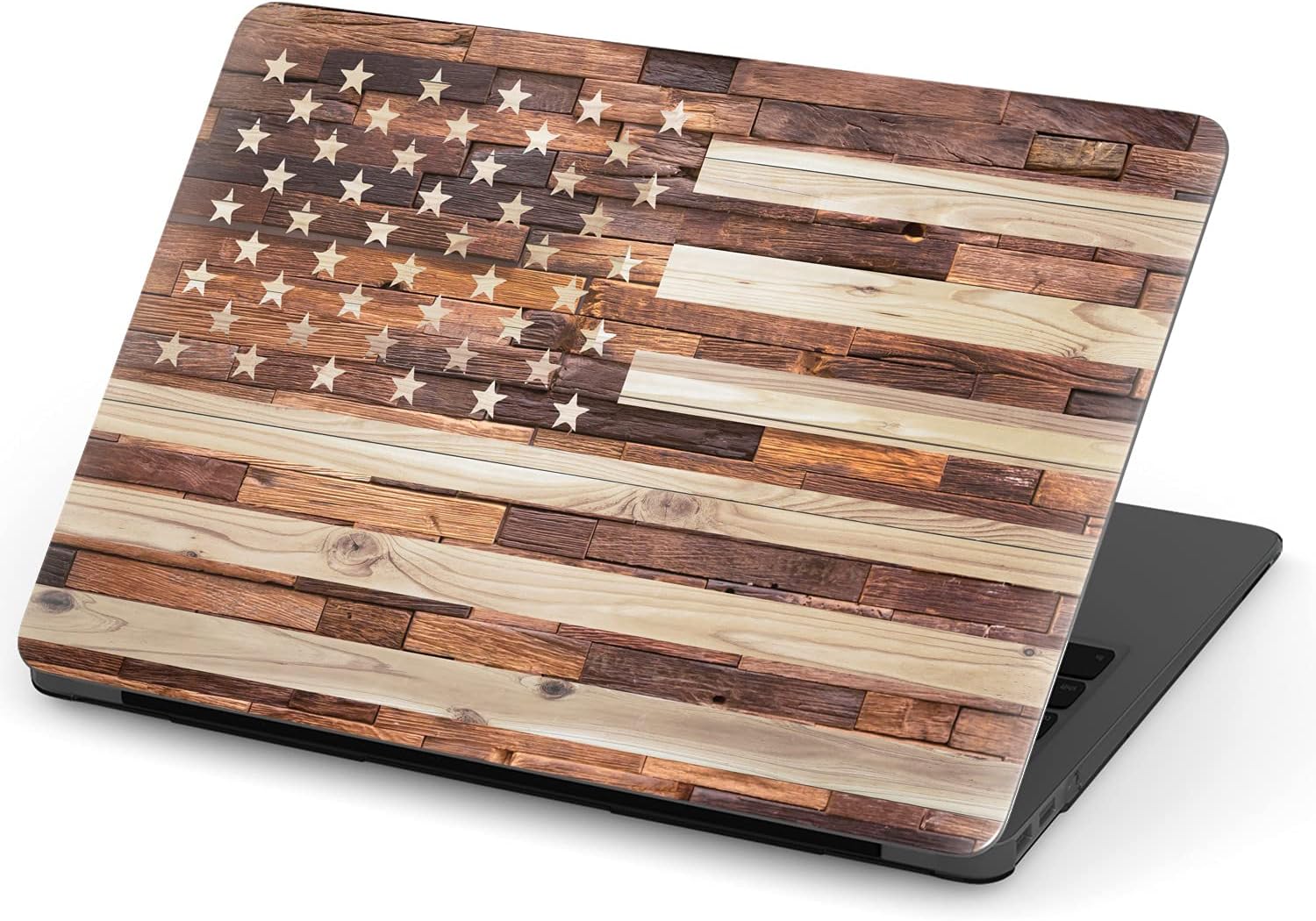 Mertak Hard Case Compatible with MacBook Pro 16 14 Air 15 13 inch M3 M2 M1 Mac 2024 2023 2022 2018 Stars American Flag Shell Protective Clear Wooden Cover Stripes Women USA Patriotic Laptop Touch Bar