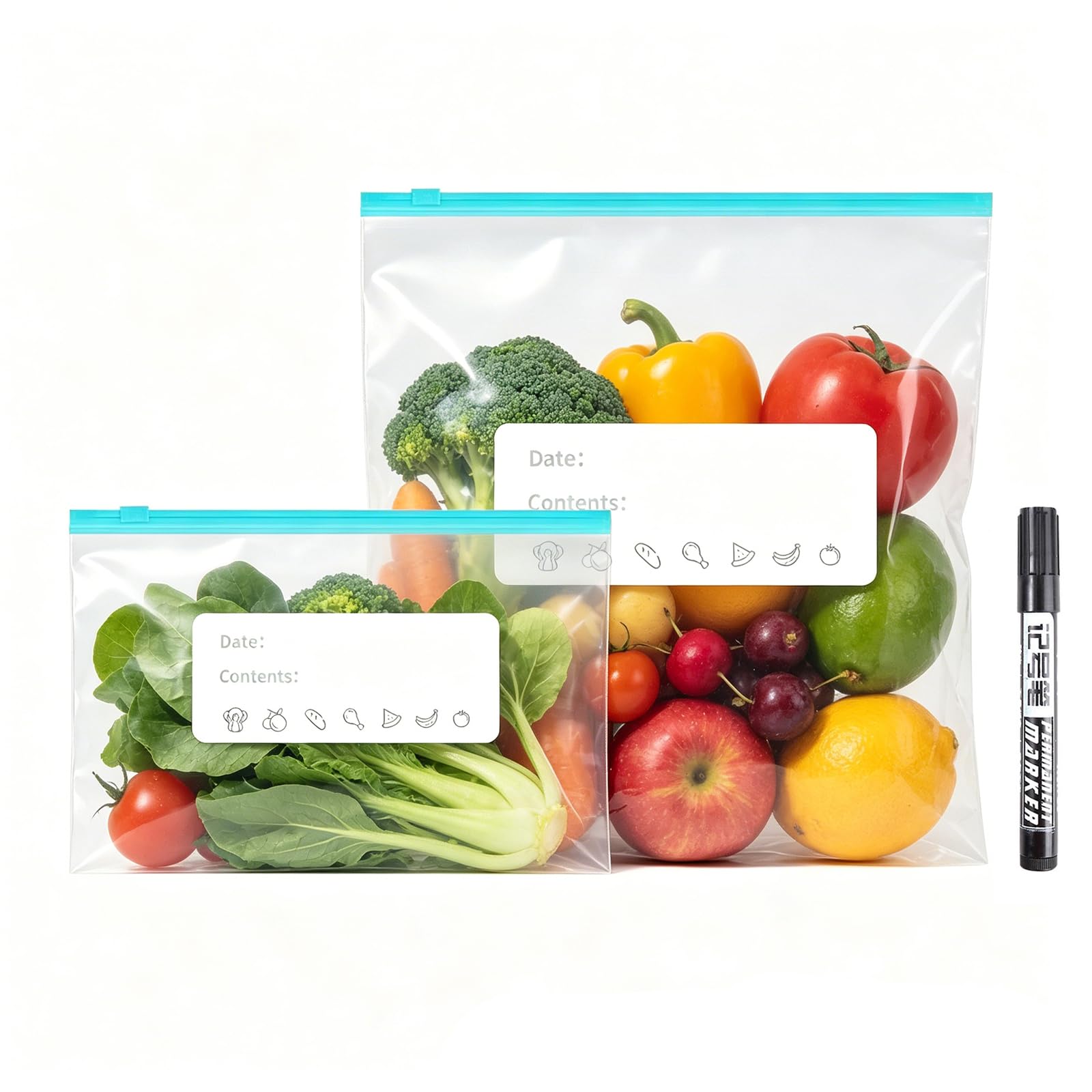 NVGVUP 70 PCS Freezer Bags, 2 Sizes Slider Zip Lock Bags（Large, Small）