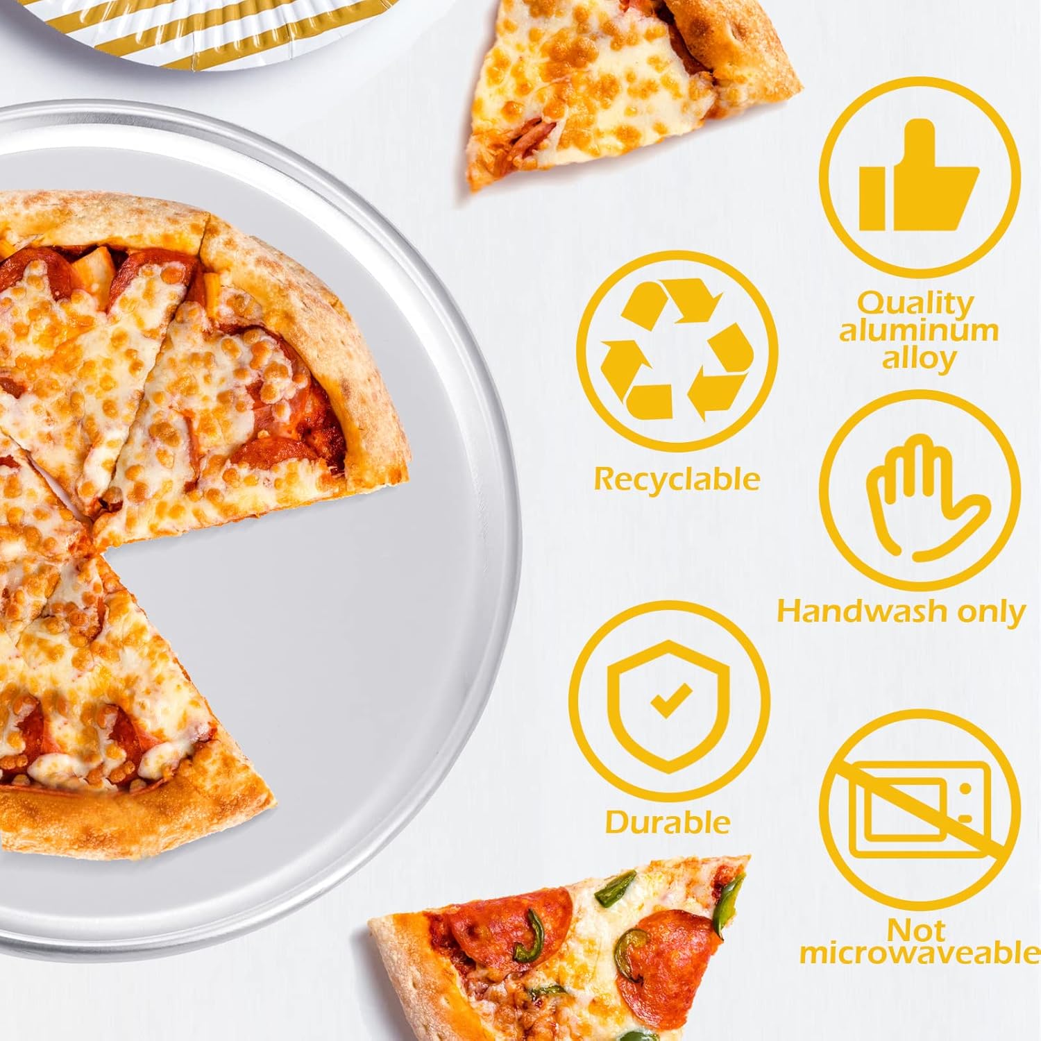 Rtteri 24 Pcs Pizza Pan Bulk Restaurant Aluminum Pizza Pan Set Round Pie Cake Plate Rust Free Cake Tray for Oven Baking Home Kitchen Restaurant Easy Clean (10 Inch)