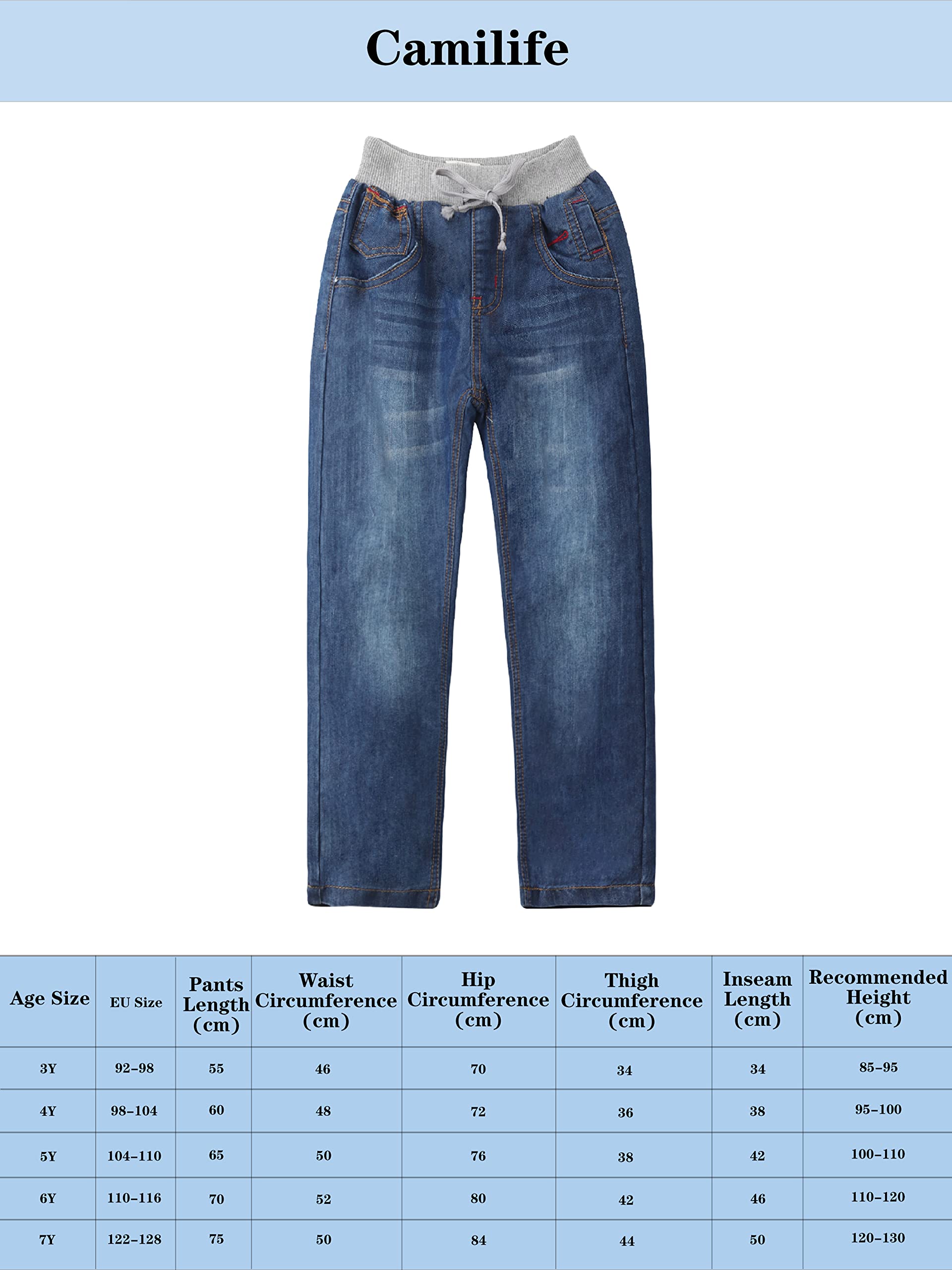 Bebè Bambine Bambini Ragazzi Ragazze Pantaloni di Cotone Denim Jeans vestibilità Regolare con Elastico in Vita in Maglia con Coulisse Taglia 92-128