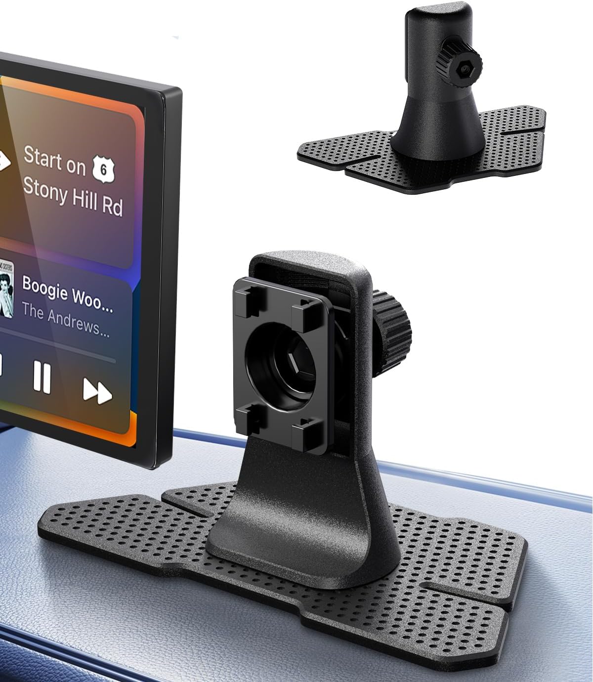 Y-METDRIVING Carplay Mount for 7/9/10.26” Portable CarPlay Screen Holes Mount Holder,GPS Holder with Replaceable Extra-Large Adhesive Base,Adjustable Dashboard Sticky Stand for Car Play Devices