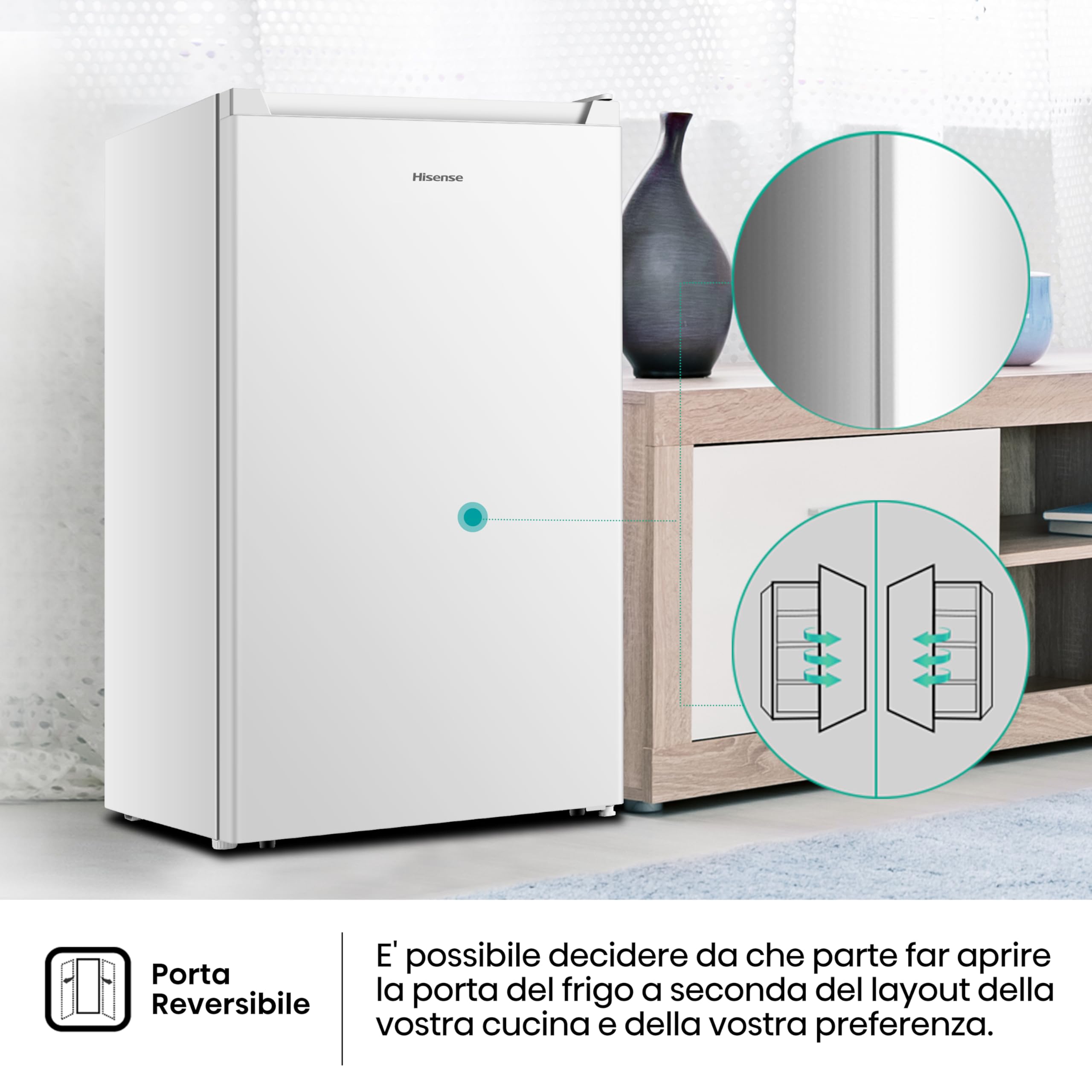 Hisense FV78D4AWE Congelatore Monoporta Verticale a libera installazione, 3 Cassetti, Capacità 61 Litri, Classe E, Bianco