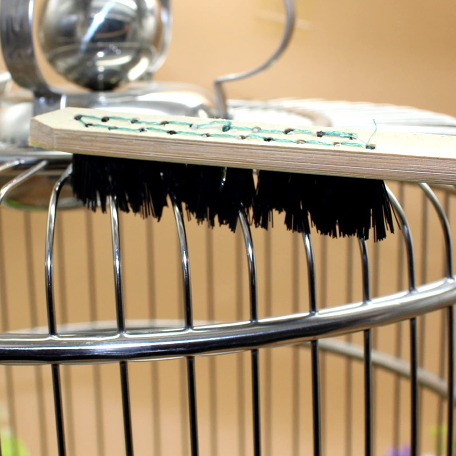 Spazzola Per Pulizia Gabbie Uccelli | Manico 36,5 Cm | Setole Durevoli | Per Animali Piccoli - Foto 2