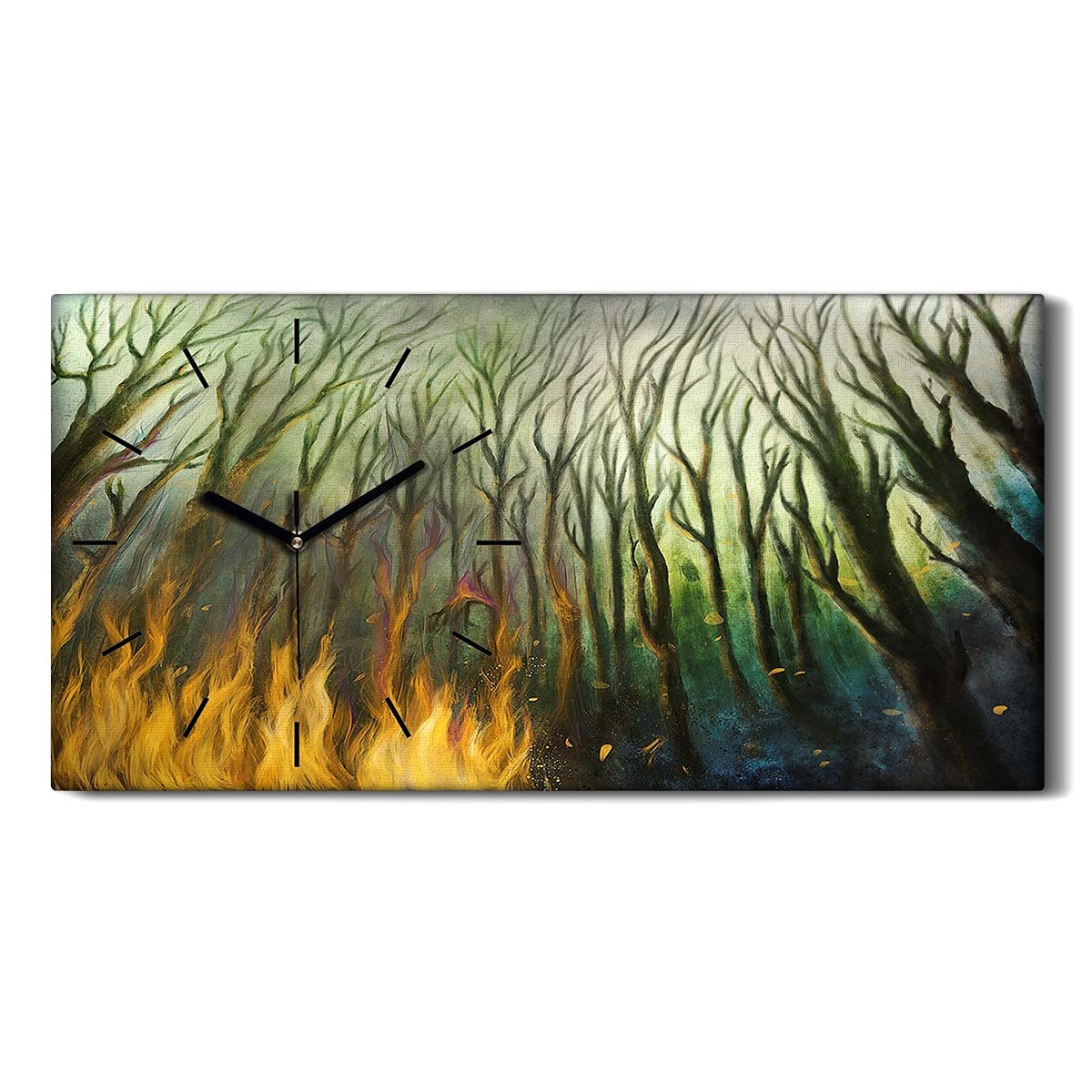 Horloge sur toile forêt rouge 60x30cm idéale pour décorer le salon