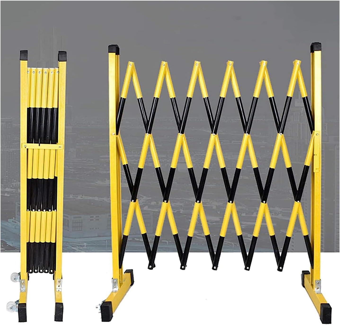 Industrial Expandable Metal Barricade, Traffic Fence with Caster