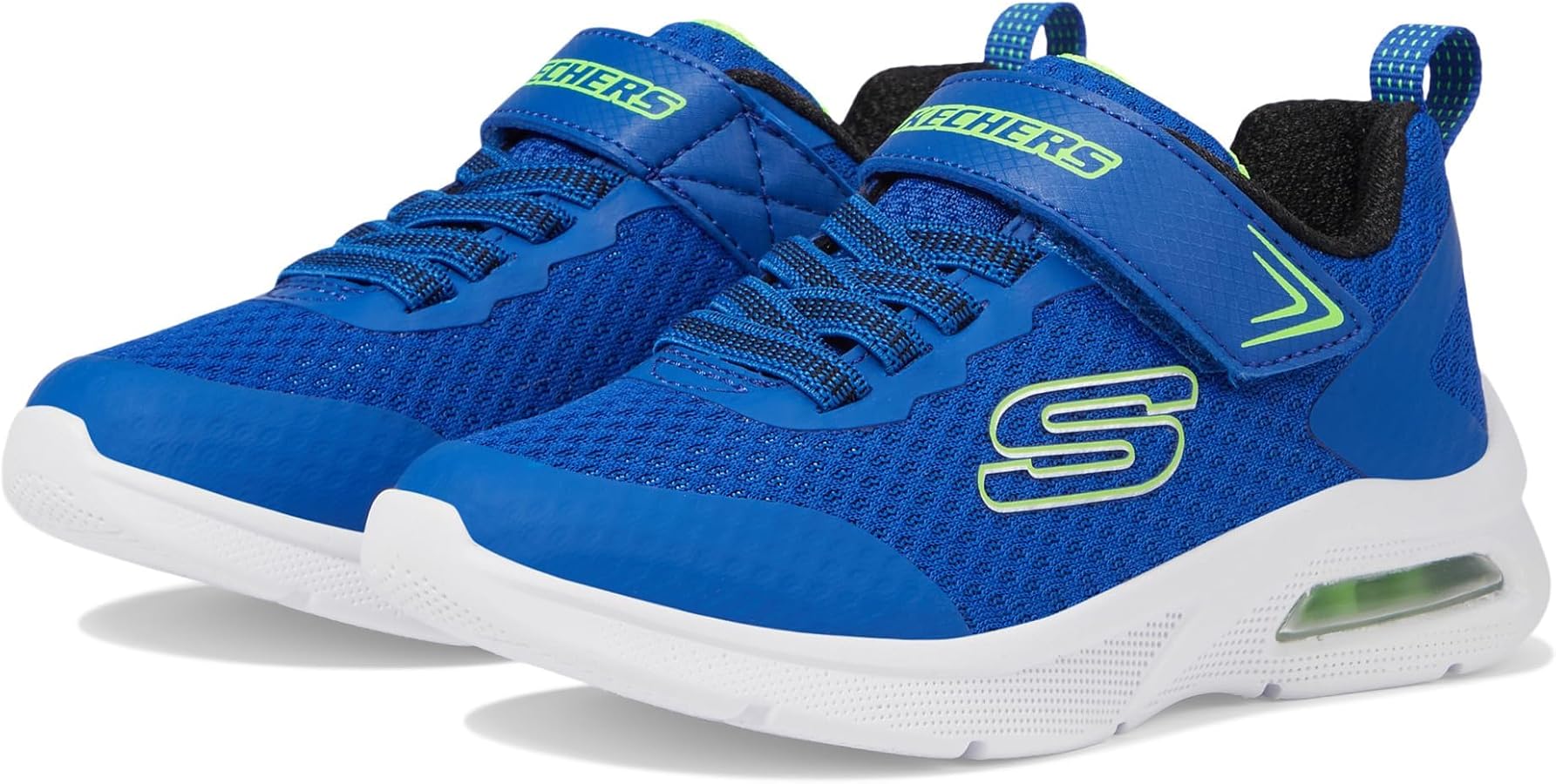 Skechers Boy's Microspec Max Sneaker, Blue/Lime, 1 Little