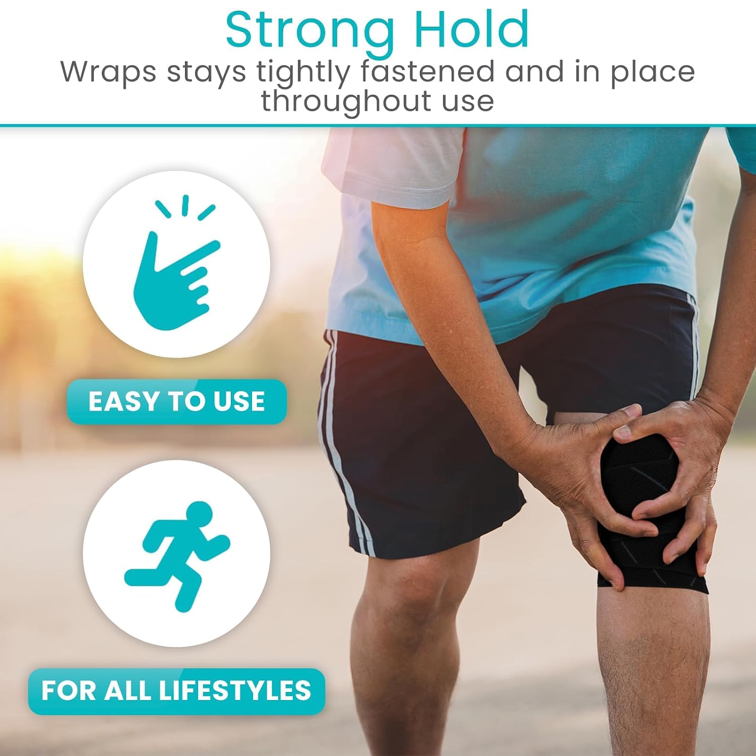 Vive Elastic Knee Wrap - Ankle, Foot, Calf & Wrist Support for Pain Relief - Compression Bandage for Legs, Edema, Weightlifting, Sports, Plantar Fasciitis (One Size)