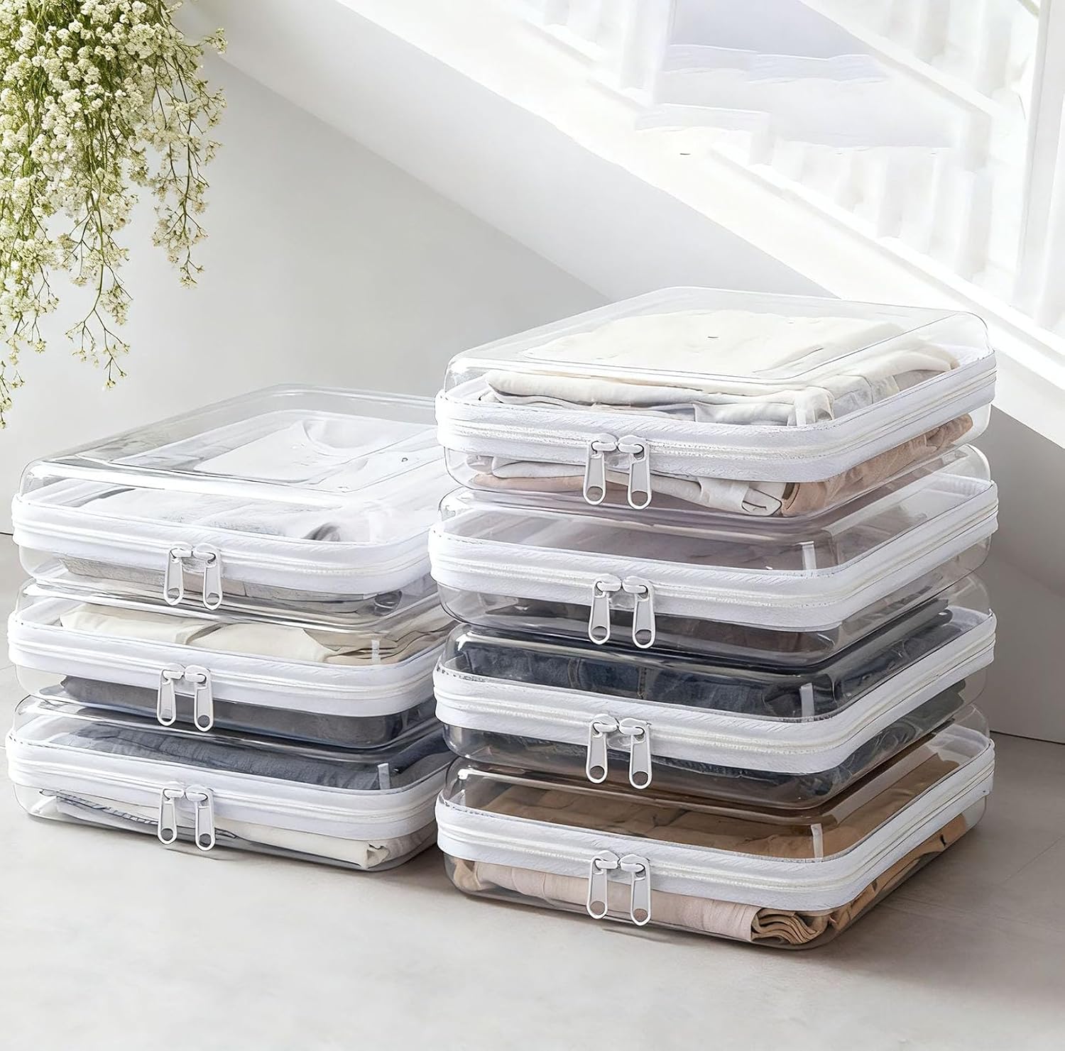 Yansanido Zipper Storage Box, 9.8 Inch x 7.8 Inch x 1.97 Inch Transparent Plastic Box for Classification and Organization (1)