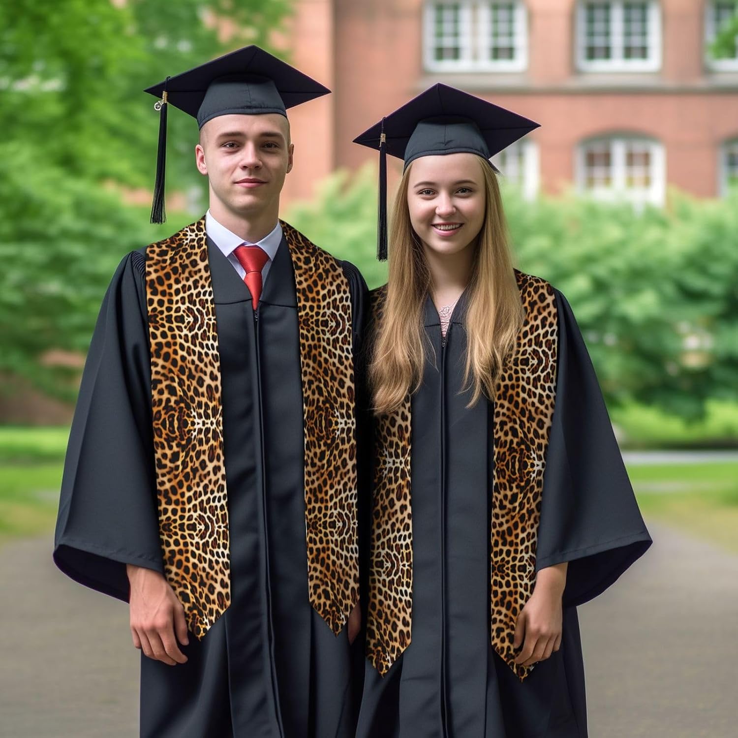Leopard Animal Print Print Graduation Stole,Honor Stole,Graduation Sash, Unisex Adult 72" For Academic Commencements