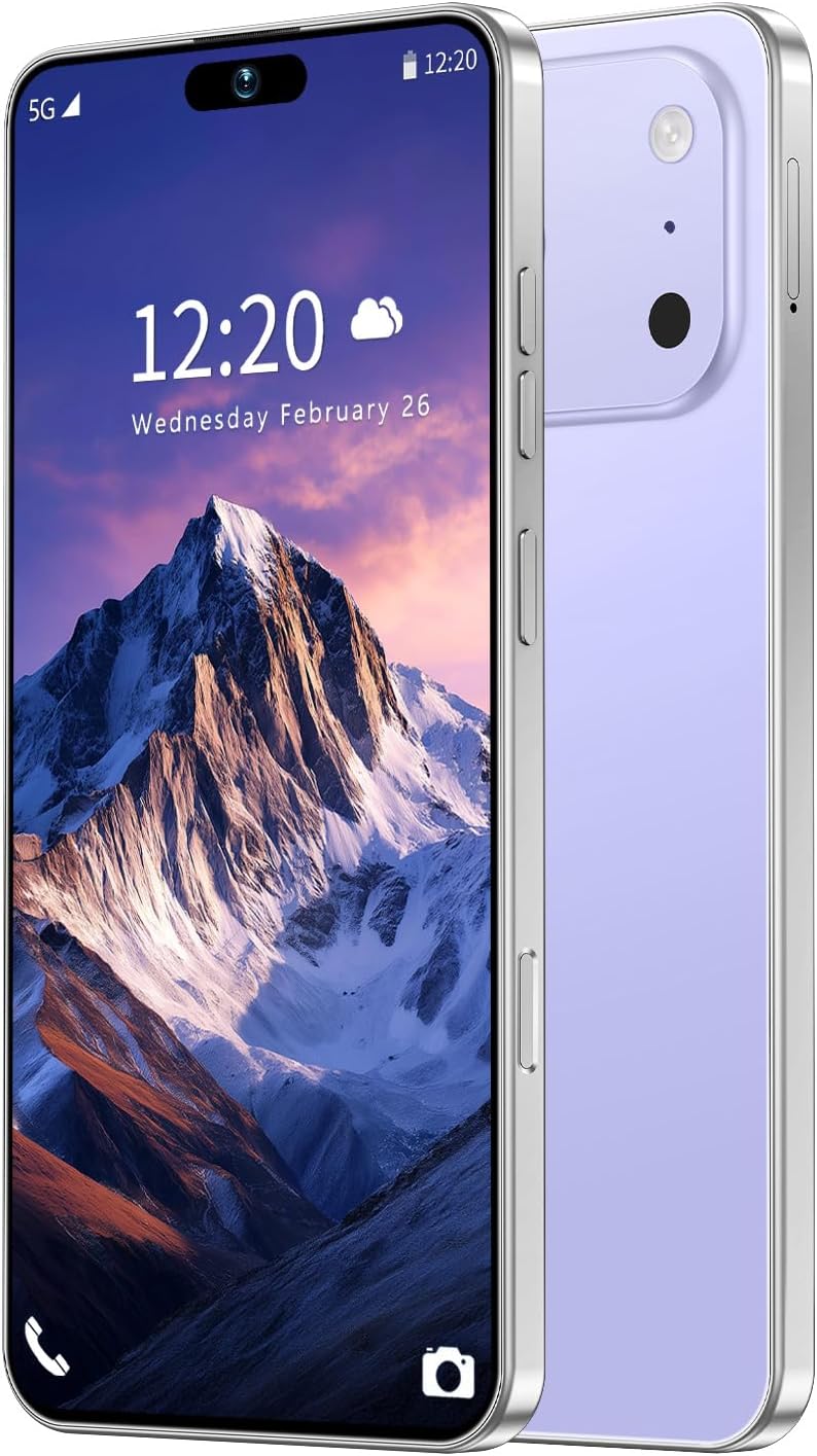 SZV 17 Ultra 12+512GB Smartphone Unlocked Cell Phone,6.99" HD Screen Android 15 Battery 7000mAh Unlocked Phone,Face ID/Fingerprint Button Unlock/Photos/Dual SIM/5G/GPS (Purple, 12+512GB)