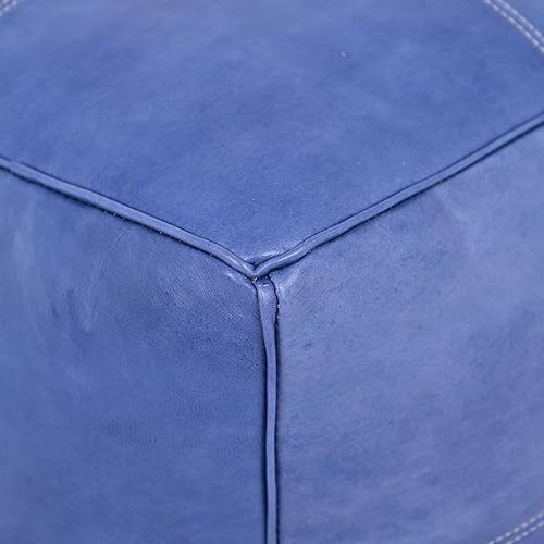 Miniatura 44 de Marrakesh Gallery Funda otomana de cuero - Puf cuadrado marroquí, sala de estar, dormitorio otomano Marrón,Beige Bronceado,Azul,Marrón (Dark