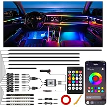 Car LED Strip Lights, Interior Acrylic LED Lights for Car with Dynamic Rainbow Dream Color Chasing, Ambient Lighting Kits Music Sync 10 in 14 * 29.5"+43.3"+14.5"+4 Footwell Lights