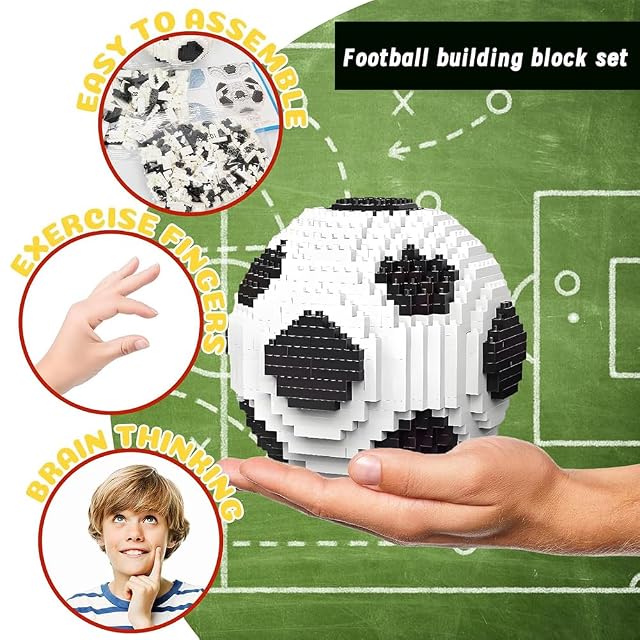 Foto 3 de 8 de Futbol Bloques de Construcción Kit, Modelo de Pelota de Juguete 3D con Ladrillos