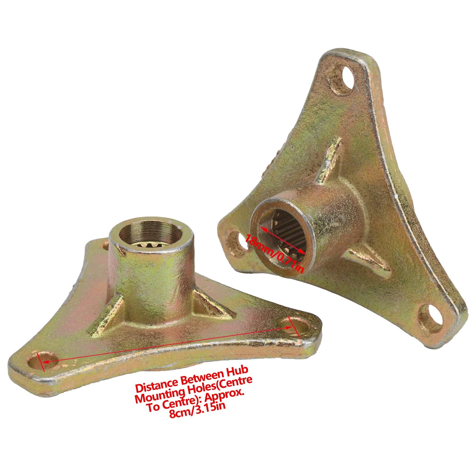 Spline-Hinterrad-Achsennabe, 2 Stück, 17 Zähne, 3 Bolzen, Stahllegierung, Spline-Radnabe Für Quad-Bike, ATV, Go-Kart, 50 Cc, 110 Cc