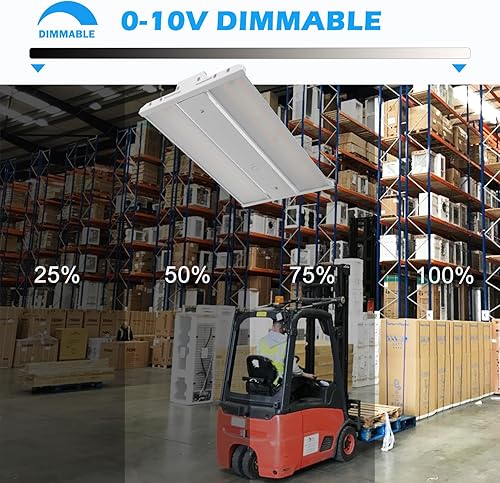 Miniatura 5 de Mutois Luz LED de tienda de alta bahía de 150 W, 120-277 V 23000 lm (150 LMW) 1-10 V regulable 5000 K luz diurna, luz colgante lineal para garaje,