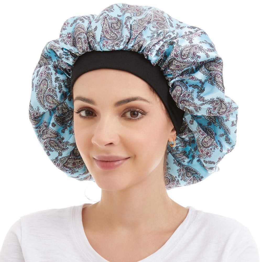 Large Satin Sleep Cap Silk Elastic Night Sleeping Hat