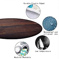 Vista 4 de Mantel redondo ajustable con patrón de chocolate, borde elástico, adecuado para catering y cocina, se puede limpiar para mesas redondas de 14 a 16