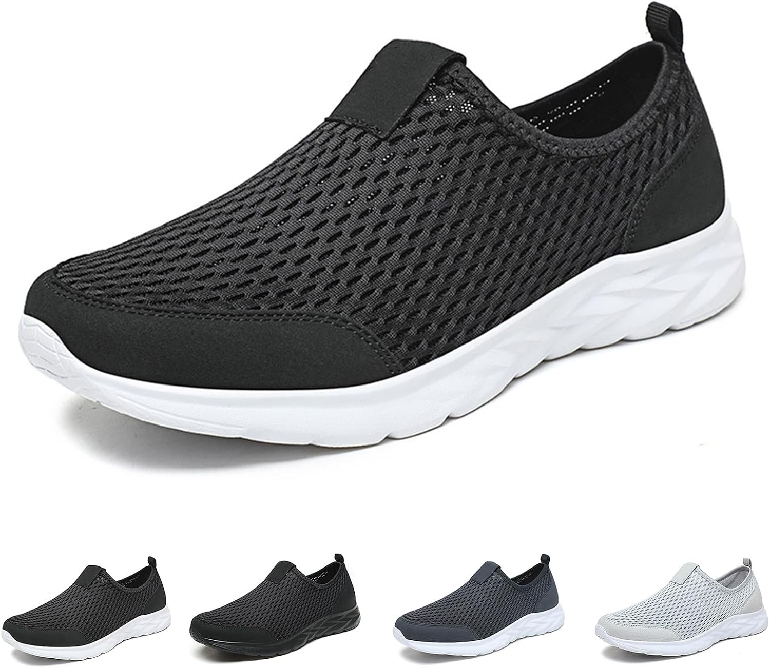 Men's Breathable Mesh Slip On Sneakers Lightweight Walking Shoes Loafers Comfort Basic Beach Sports Flats Shoes