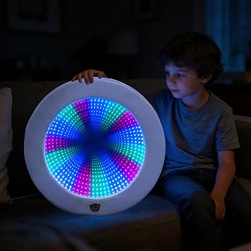 20 Inch Soft Padded Sensory Infinity Mirror 3D Circular Mood Light with Multi-Color Changing Effects,Infinity Tunnel for Sensory Rooms, Therapy, Home Decor and Kids Relaxation