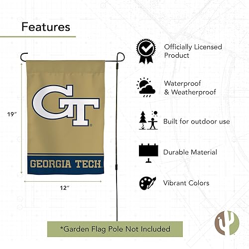 Miniatura 4 de Bandera de jardín Georgia Tech Yellow Jackets GT Institute of Technology Banner 100% poliéster (diseño B)
