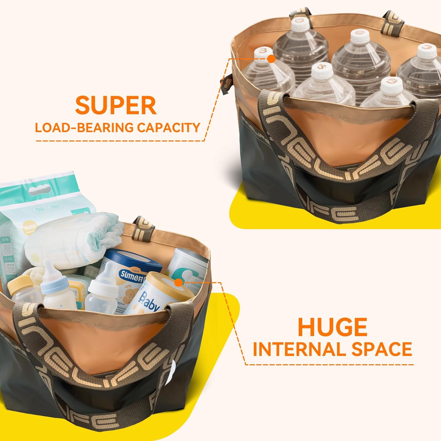 Extra Large Tote Bag Foldable Waterproof Summer Beach Bag for Women Men, Dual Handles, for Swim Gym Camping Shopping - Image 6