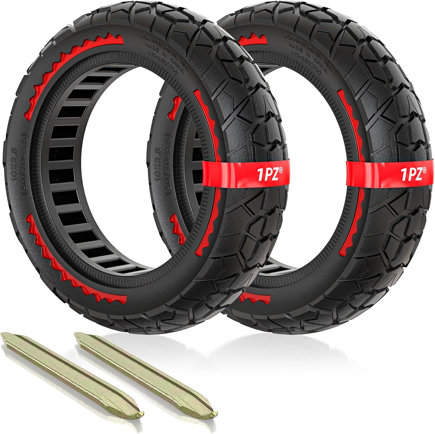 1PZ SPT-XWJ 60/70-6.5 Scooter Tire Tubeless 10x2.5 inch Front or Rear Replacement Solid Tires 10x2.5-6.5 Rubber Tire for Segway Max G30 G30D G30E G30E G30LP G30D II (Red)