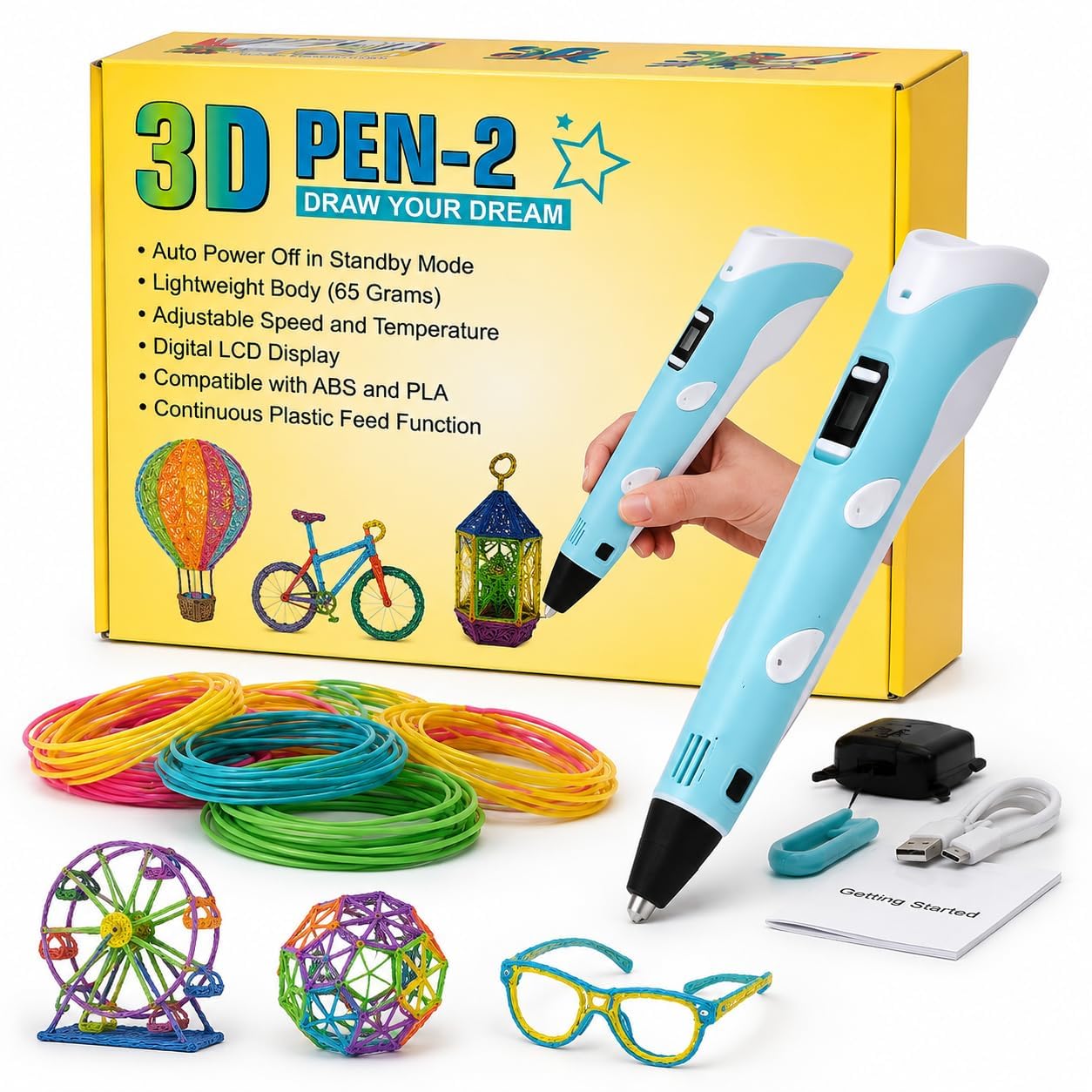3D Printing Pen RP-100A with LCD Display, Adjustable Speed, 3 PLA Filaments Included, 1.75mm Filament Compatible, DIY 3D Drawing Pen for Kids, Students & Artists-image-25