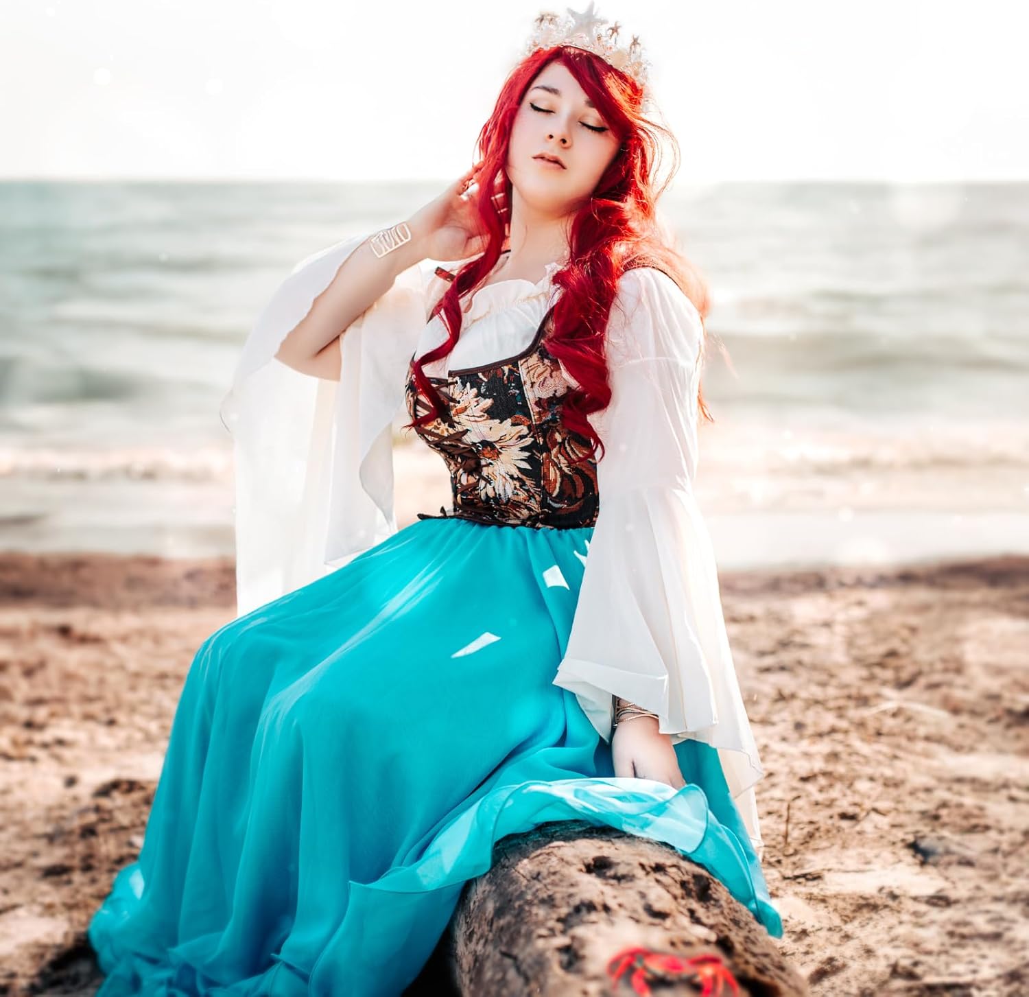 Mermaid Crown Boho Starfish Headpiece - Seashell Crowns with Sea Star for Halloween Costume Beach Wedding Accessories - Image 3