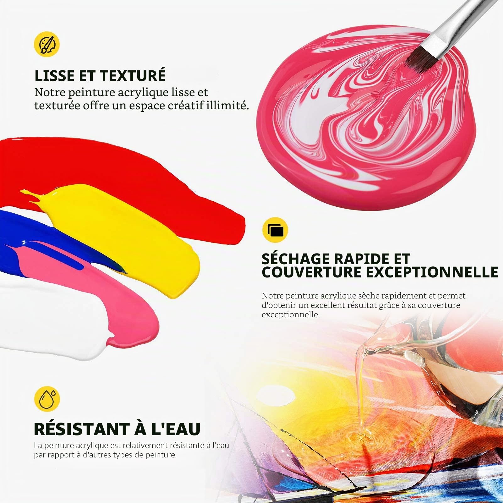 Magicfly Peinture Acryliques 14 Bouteilles (280 ML) Pigments Liquide Couleurs Riches Non Toxiques Multi-surfaces sur Toile, Cuir, Bois, Pierre, Céramique pour Artiste Professionnel, Amateurs