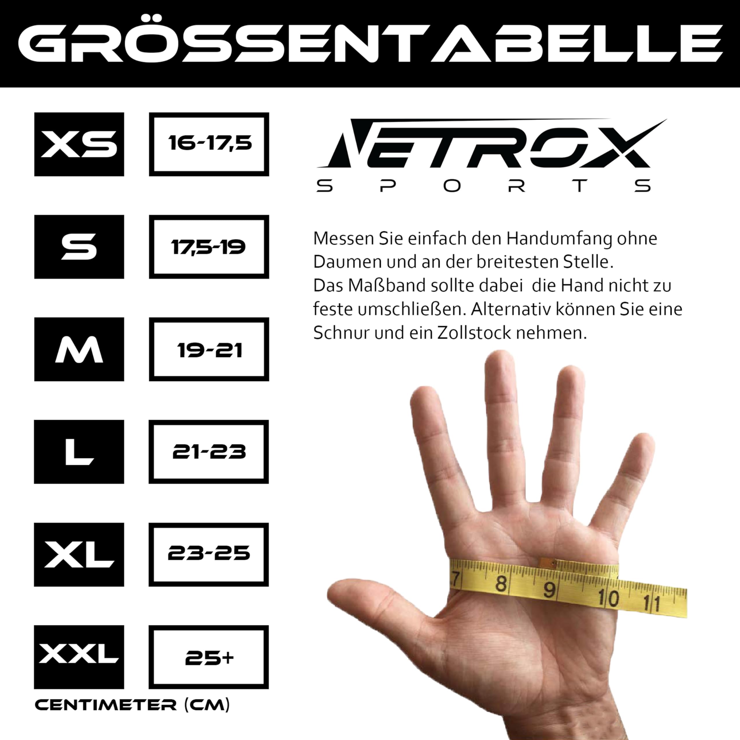 NetroxSports - Leder Trainingshandschuhe mit 40cm Handgelenkbandage für Krafttraining Kraftsport - Fitness Handschuhe Gym mit Handgelenkschutz Herren & Damen - Sporthandschuhe Fitnesshandschuhe