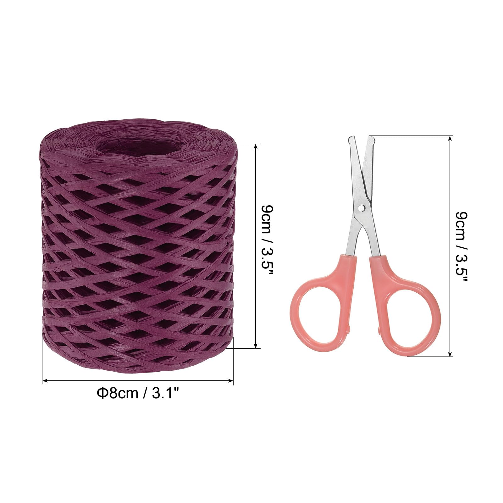 PATIKIL Raffia Paper Craft Ribbon Assortment Kit, Natural Raffia String with Scissor for Gifts Flower Bouquets, Decoration - Image 2