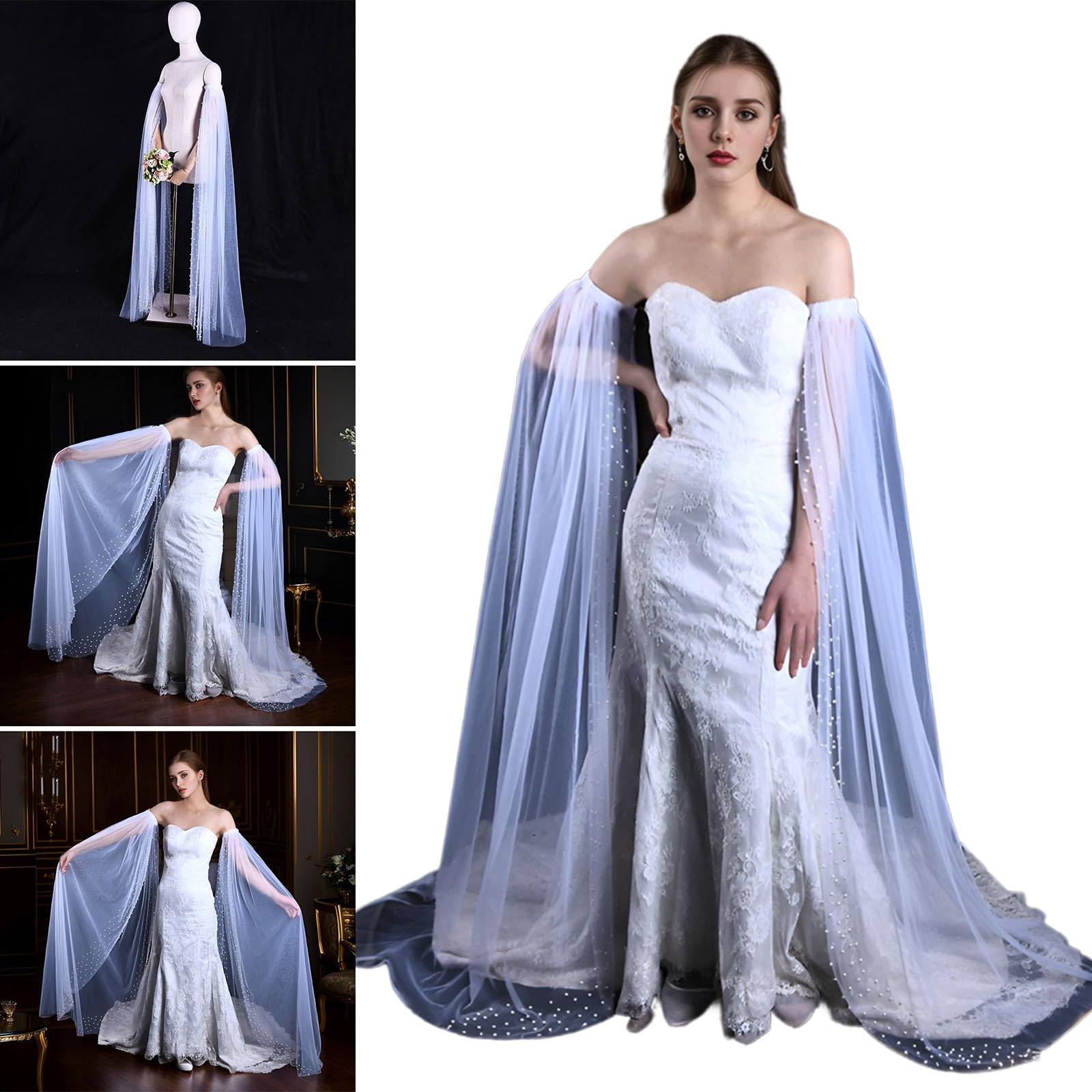 FUYISEN Wedding Dress Arm Sleeves For Bride Decorative Veil Shoulder Wrap Artificial Pearl Long Arm Evening Party Armwear