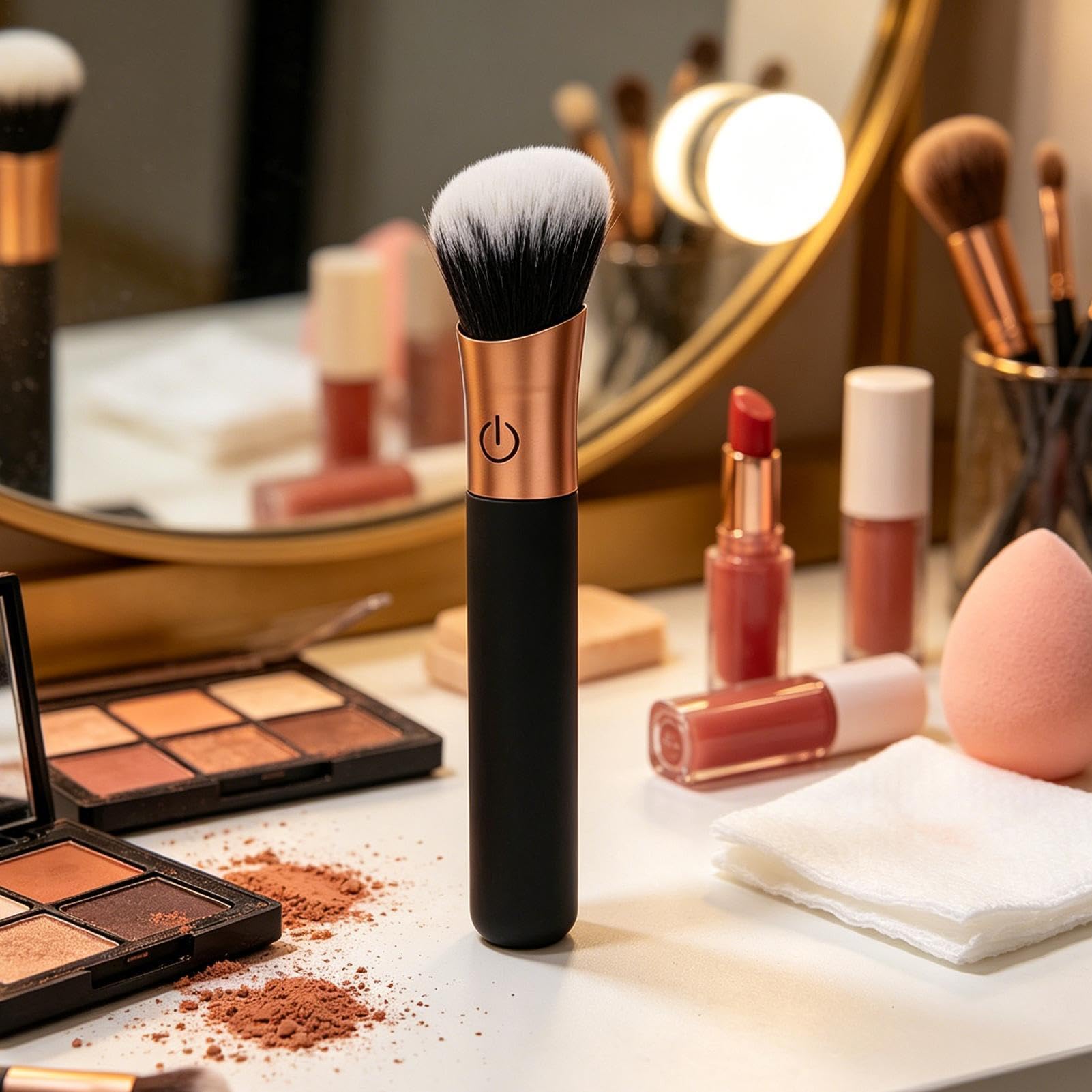 Set Di Pennelli Trucco Strumenti di Bellezza Viso a Vibrazione Silenziosa | Pennelli Cosmetici per il Trucco Per Fondotinta, Blush, Illuminante, Bronzer, Fissante, Adatto A Casa, Viaggio, Vacanza