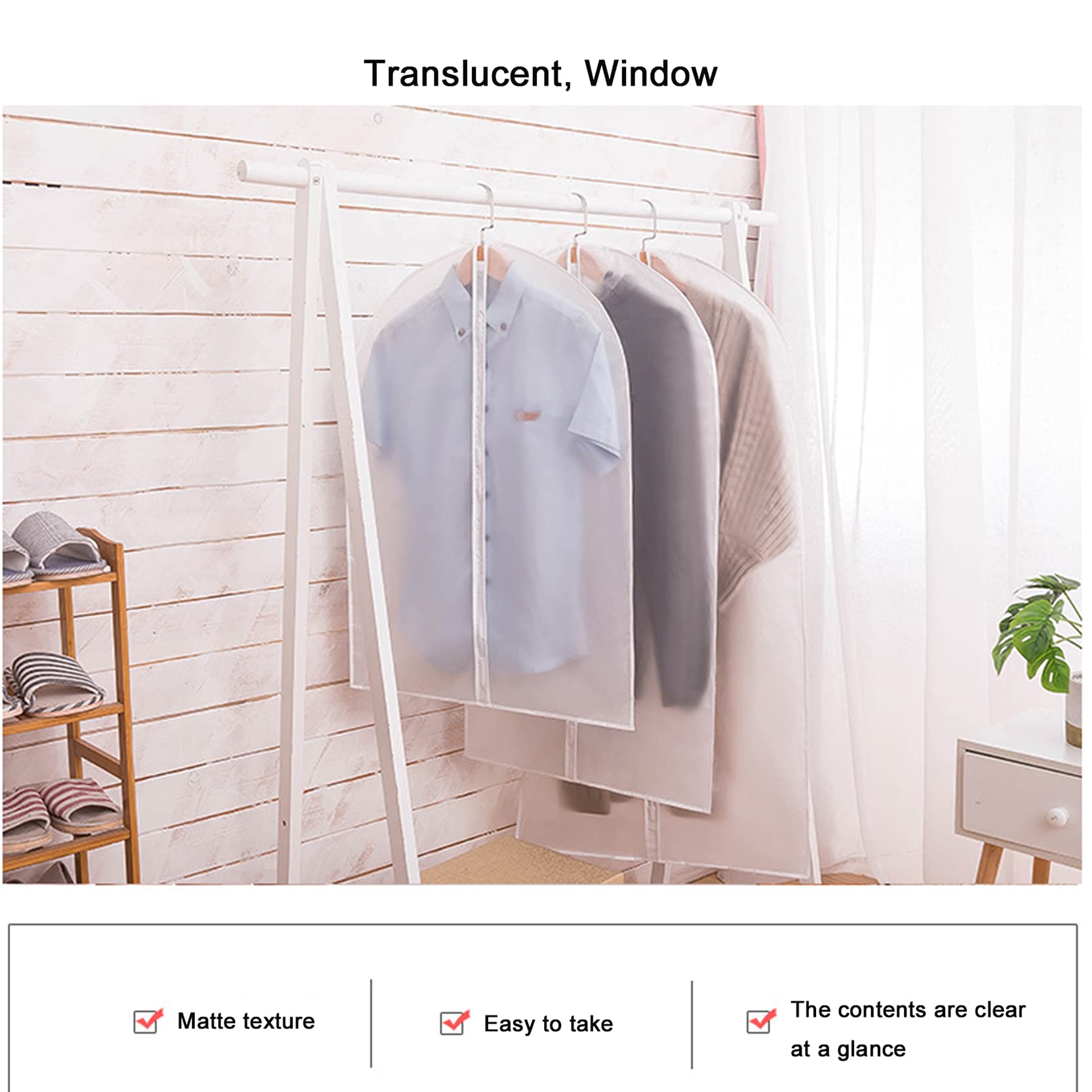 Fundas Protectoras Para Ropa Bolsas 12 Piezas,Fundas Para Ropa Colgantes Funda Pte Al Desgaste Y Lavable A Prueba De Polvo,Fundas Protectoras Para Ropa Translúcidas Con Cremallera,A-60x100cm
